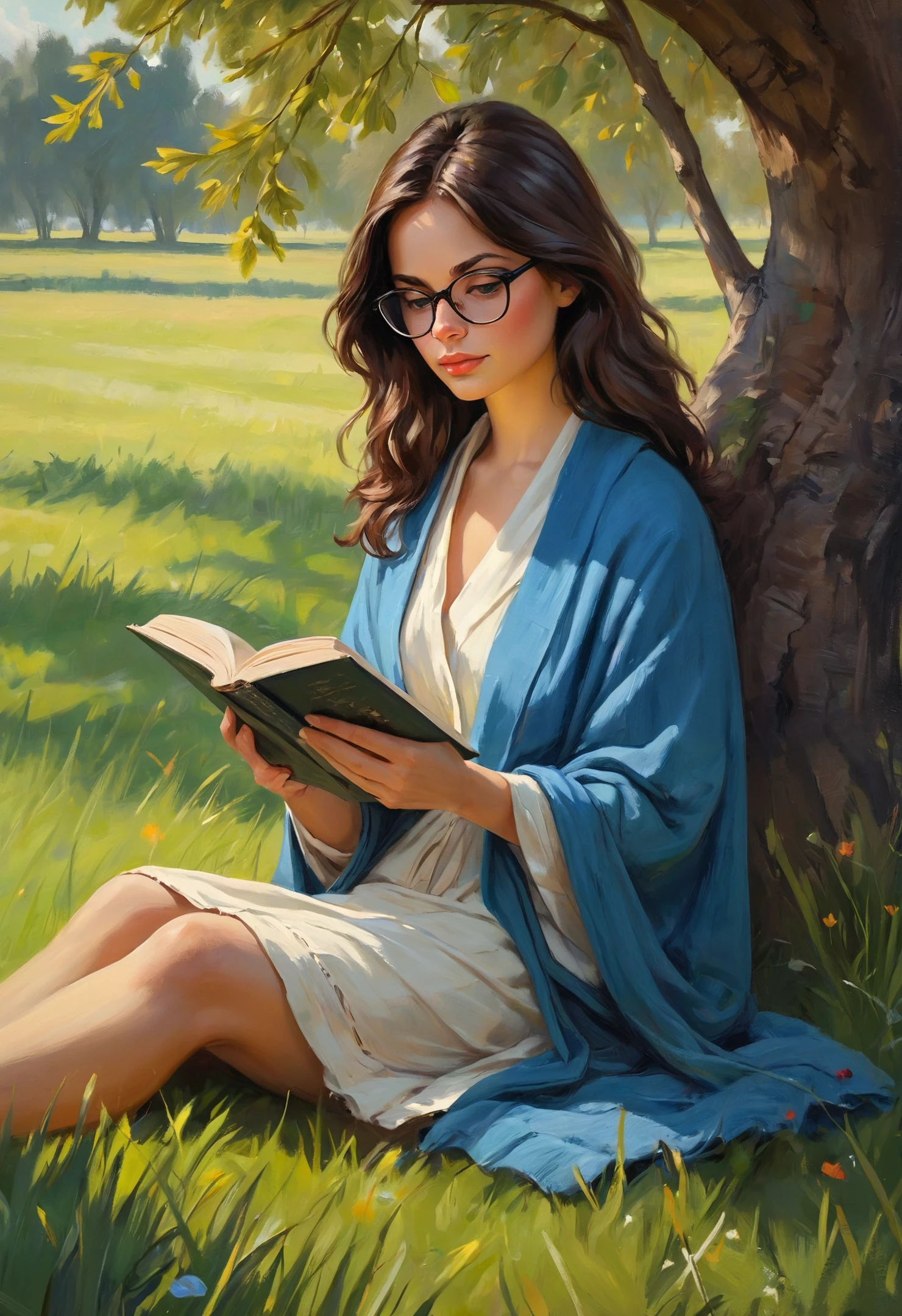 watercolor. garden.. ????? girl reading