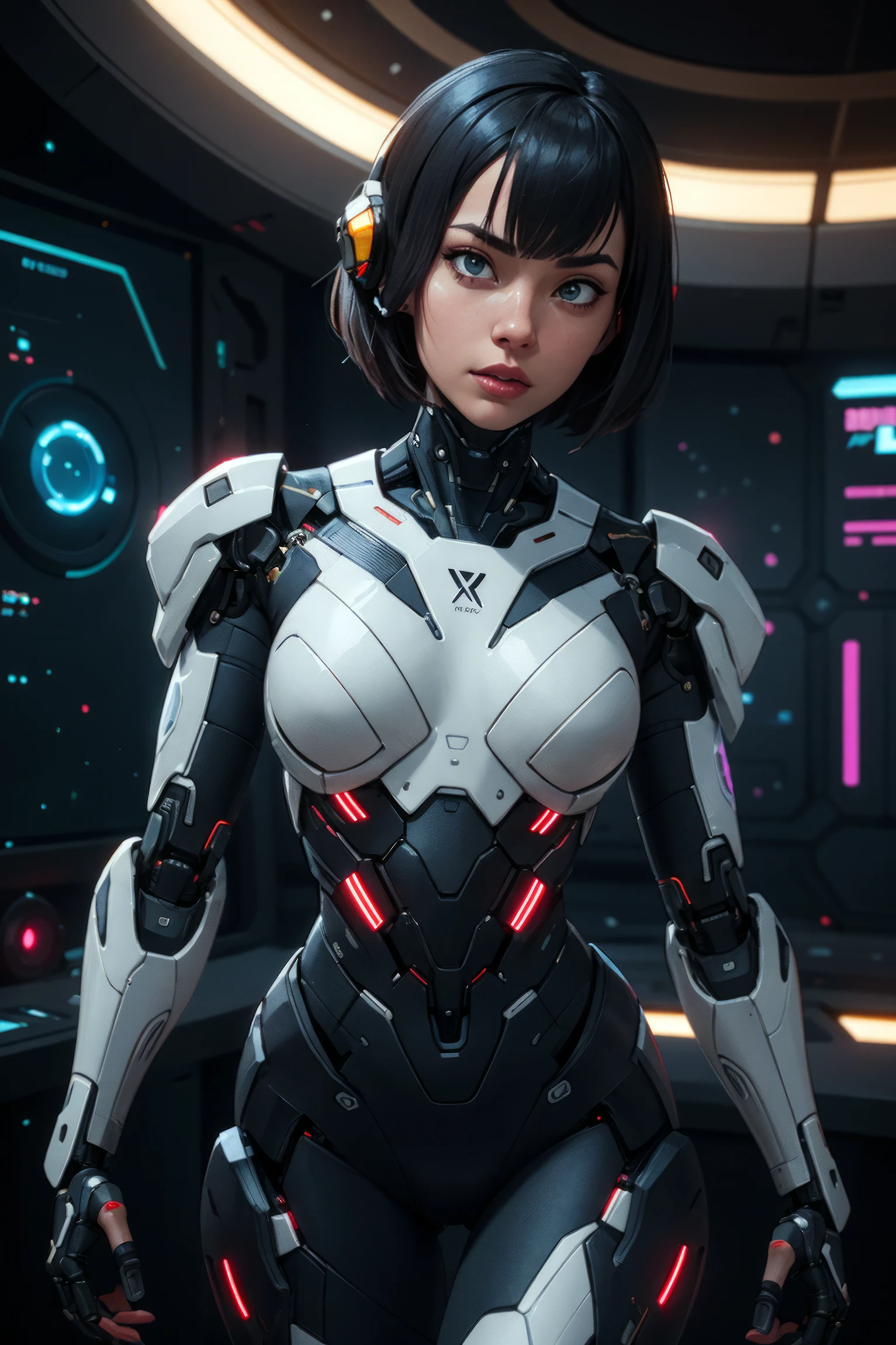 a woman's head and torso, cyborg - girl, intricate transhuman, cyborg girl, covered in circuitry, anime robotic mixed with organic, intricate mechanical body, cybernetic body, intricate cyborg, intricate body, portrait of a cyberpunk machine, cyborg woman, futuristic art, intricate upper body, detailed portrait of a cyborg.,full body shot