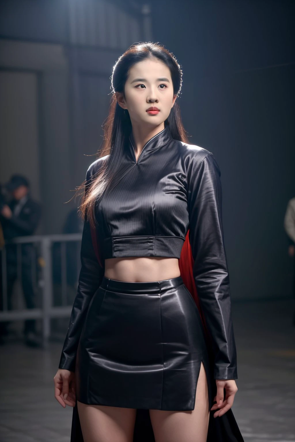 liuyifei <lora:liuyifei_dragon_mj7_2:0.4>,photorealistic, detailed clothing, hyperrealistic, artstation,, highly detailed, sharp focus,stunningly beautiful, dystopian,,slim body, perfect shape, best proportions, narrow waist,real life,office suit skirt,absurdres,reality,cowboy_shot,,Best quality,masterpiece,ultra high res,,<lora:more_details:0.6>,<lora:epi_noiseoffset2:0.6>,natural lighting,
