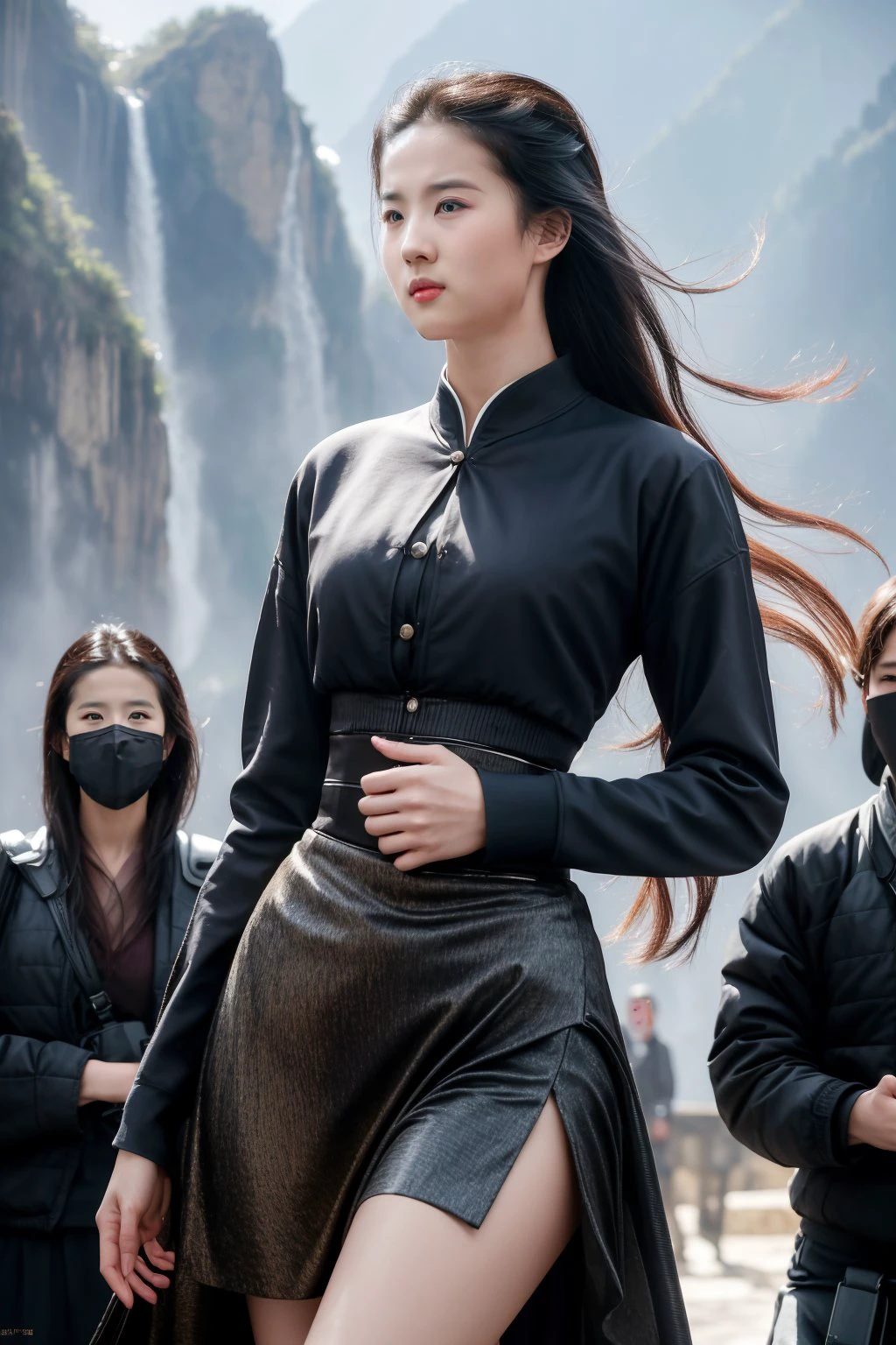 liuyifei <lora:liuyifei_dragon_mj7_2:0.4>,photorealistic, detailed clothing, hyperrealistic, artstation,, highly detailed, sharp focus,stunningly beautiful, dystopian,,slim body, perfect shape, best proportions, narrow waist,real life,office suit skirt,absurdres,reality,cowboy_shot,,Best quality,masterpiece,ultra high res,,<lora:more_details:0.6>,<lora:epi_noiseoffset2:0.6>,natural lighting,