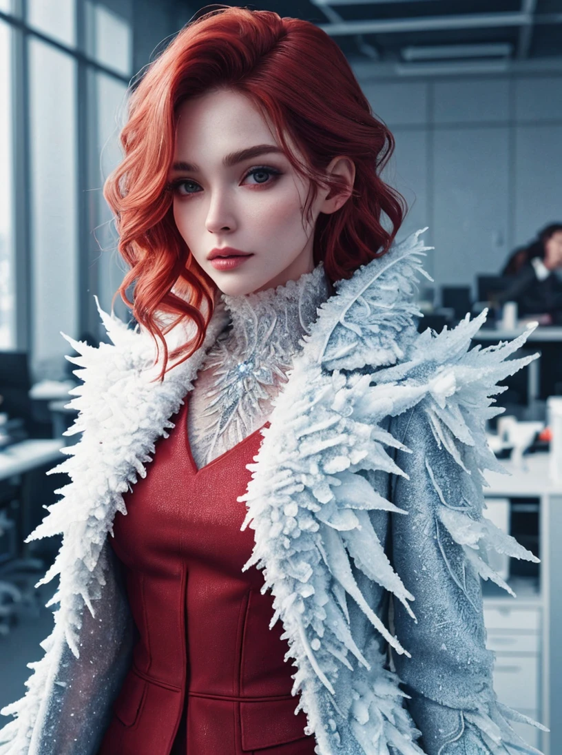 professional photo, 1girl, posing, red short wavy hair, office suit made of ice and frost, IceFashion, complex sunny beach background
<lora:IceFashion:0.65>
<lora:pytorch_lora_weights:0.8>, , 8k uhd, dslr, soft lighting, high quality, (intricate details:0.9), (hdr, hyperdetailed:1.2)