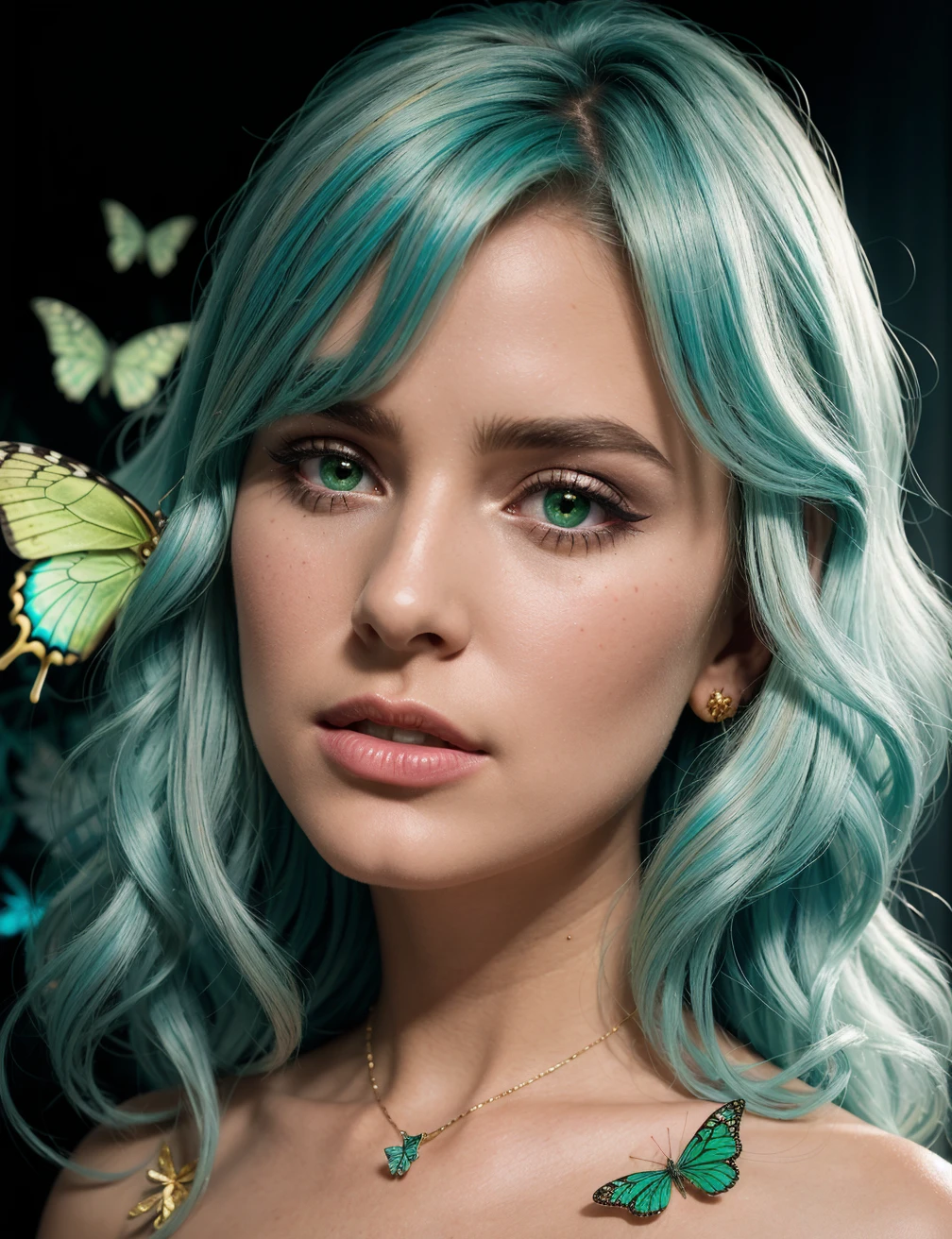 Retro arcade style texture, Fairies might have a system of magic, Film noir style Psychedelic style 8k portrait of beautiful with white blue gradient hair, intricate, elegant, highly detailed, majestic, golden, surreal painting green lights butterfly filigree, broken glass, hdr . Vibrant colors, swirling patterns, abstract forms, surreal, trippy . Monochrome, high contrast, dramatic shadows, 1940s style, mysterious, cinematic top down close-up . 8-bit, pixelated, vibrant, classic video game, old school gaming, reminiscent of 80s and 90s arcade games