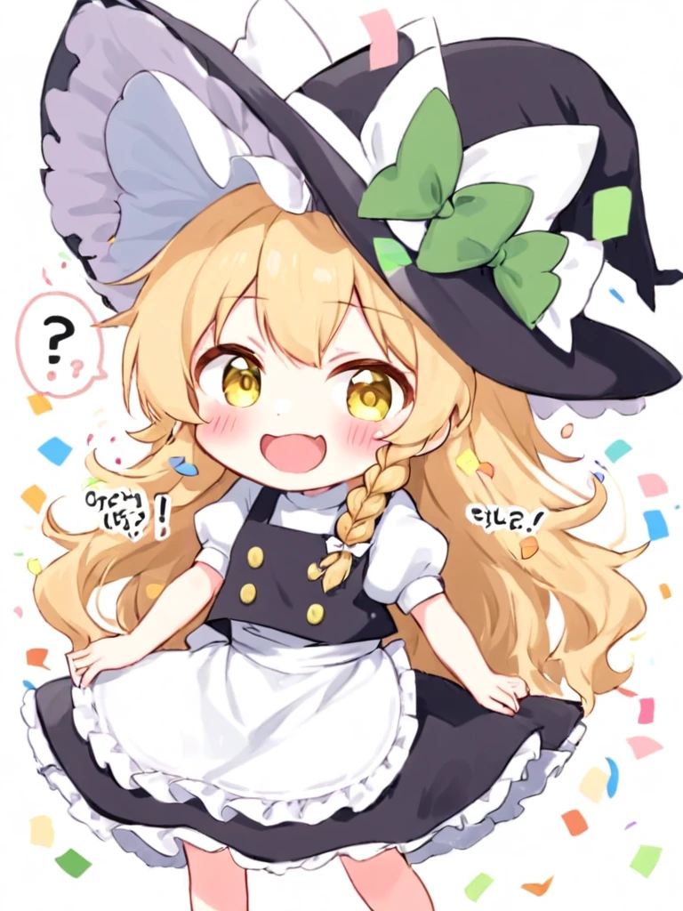 Best Quality, kirisame marisa, petite and chubby body, Staring at me in embarrassment, Thunderleg, Squatting, Cute, lift clothes, Sparkling eyes