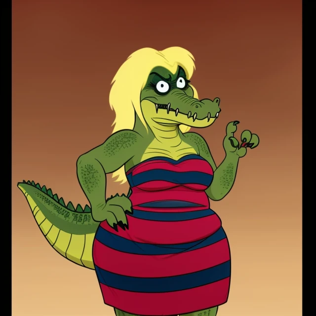anthro,
furry,
solo,
blonde hair,
chubby,
striped dress,
evil grim,
parody,
comedy,
orange stripes dress,
female,
<lora:Cuca_Sitio-10:1> cuca_sitio