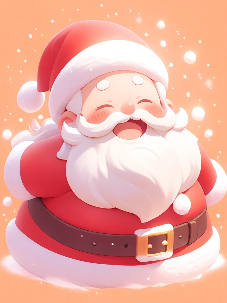 <lora:å£è¯è人:1>,(\sheng dan lao ren\),solo, santa hat, mustache, blush, closed eyes, belt, 1boy, christmas, santa costume, orange background, beard, snowing, open mouth, smile, sack, pokemon \(creature\), male focus
