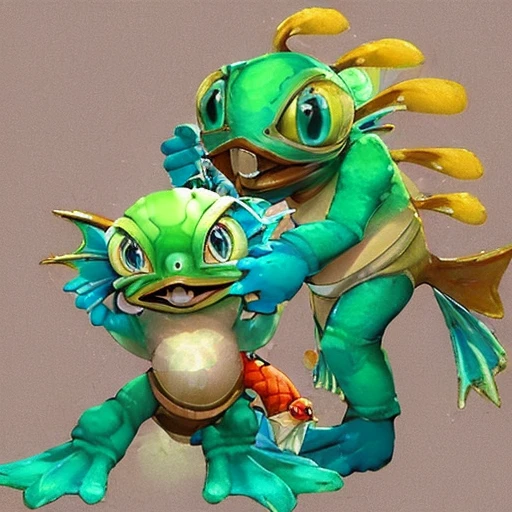 Frog dinosaur with a Smurf hat
