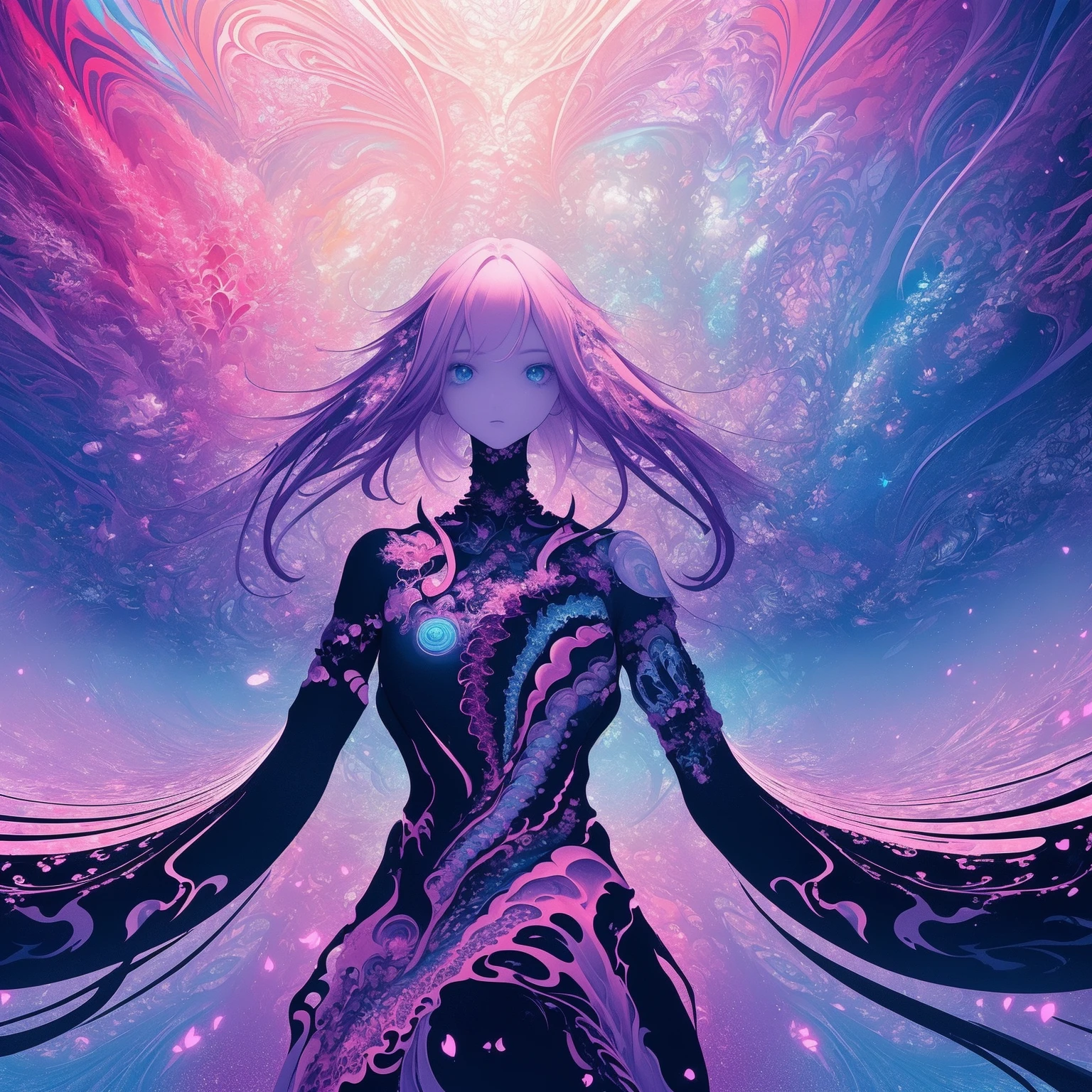 (beautiful and aesthetic:1.4), (girl:1.4), extreme detailed,(fractal art:1.3), colorful, simple background
