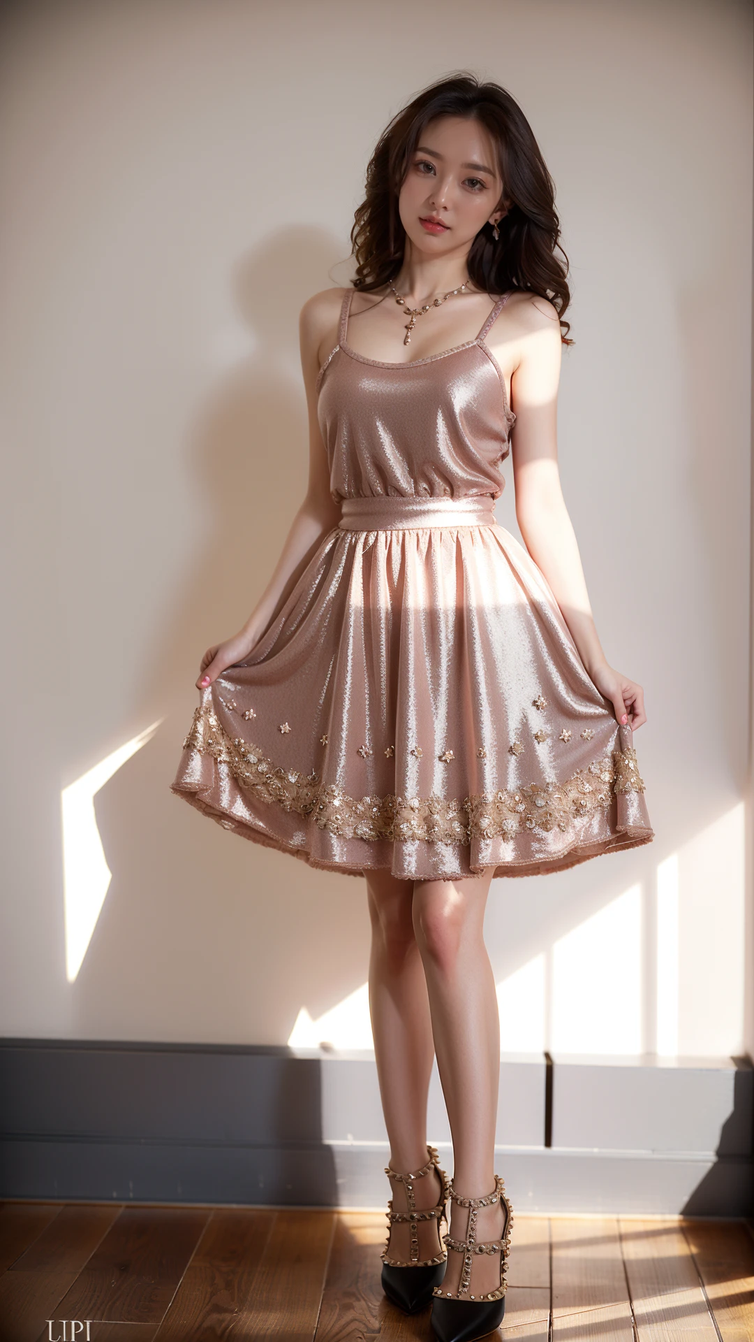 (Realistic),masterpiece,best quality,cinematic lighting,natural shadow,highest detail,looking at viewer,Point-of-View Shot,edgRenaissance,1girl,photo of a cute girl,light smile,charming,20yo,medium hair,wearing holy light edgRenaissance,Sequins,Inlay,Crochet,dynamic pose,
high heels, tutututu.
<lora:tutuhltn_0004:0.65>