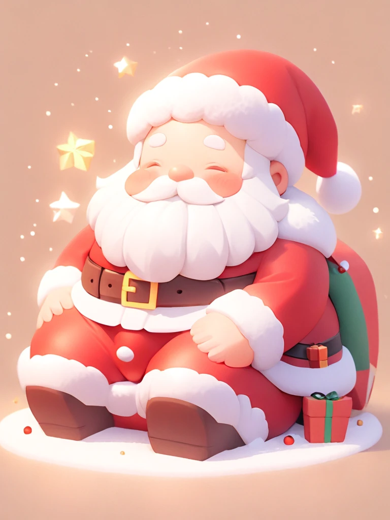 <lora:å£è¯è人:1>,(\sheng dan lao ren\),santa hat, 1boy, solo, gift, closed eyes, christmas, mustache, box, beard, sitting, santa costume, belt, gift box, fur trim, blush, male focus