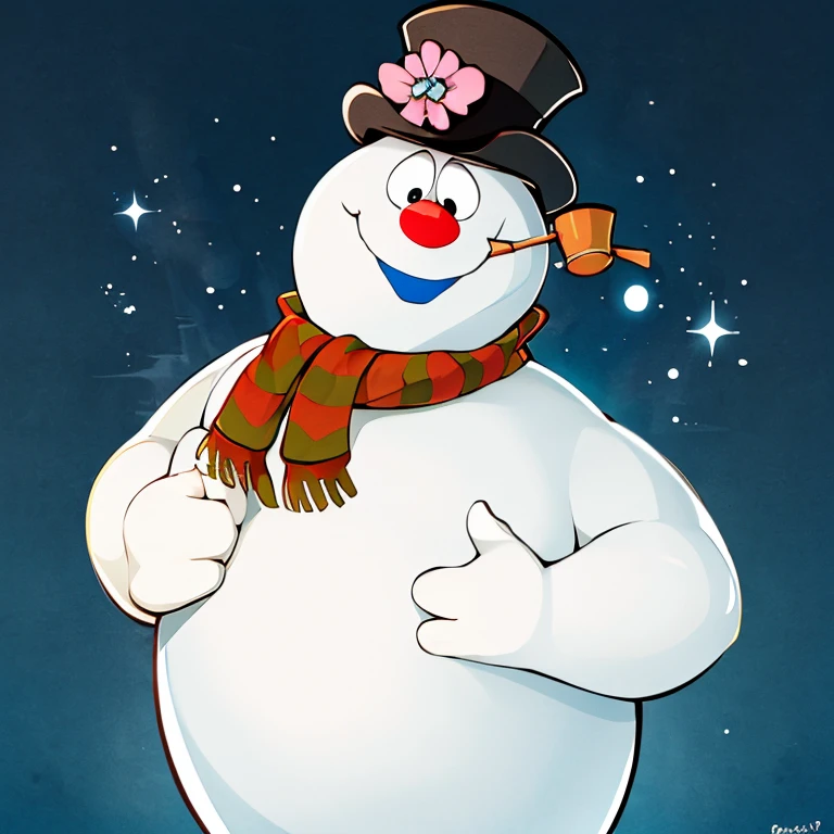 <lora:ricegnat_style:0.8>,((masterpiece,best quality)), absurdres, <lora:Frosty_the_Snowman:0.8>, Frosty_the_Snowman, snowman, no humans, muscular,  solo, smiling, looking at viewer, cowboy shot,