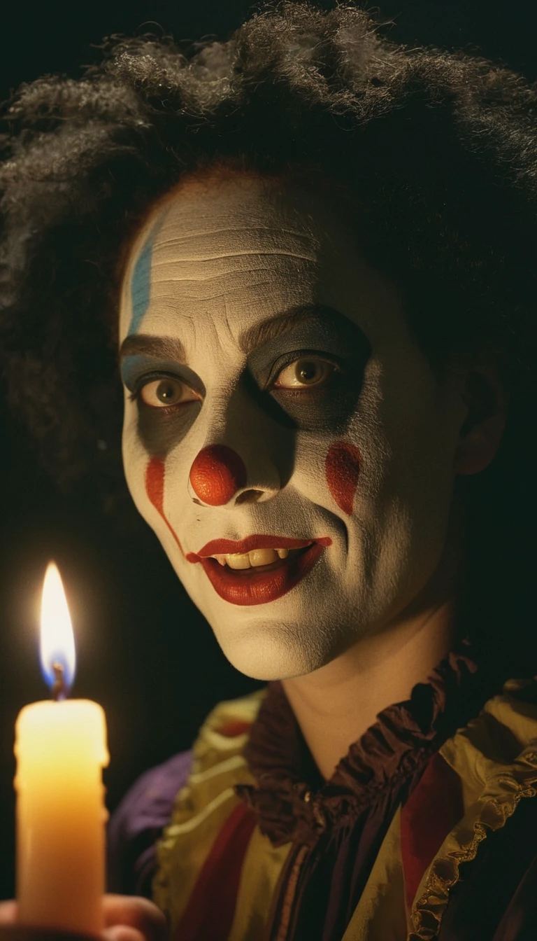 Fast Shutter Speed, Rembrandt lighting, Sunlight, lanky Fijian Female Clown of Science, Fujicolor Superia X-TRA 400, L USM, Candle light, studio lighting, Hasselblad, Ethereal Lighting, Depth of field 270mm
