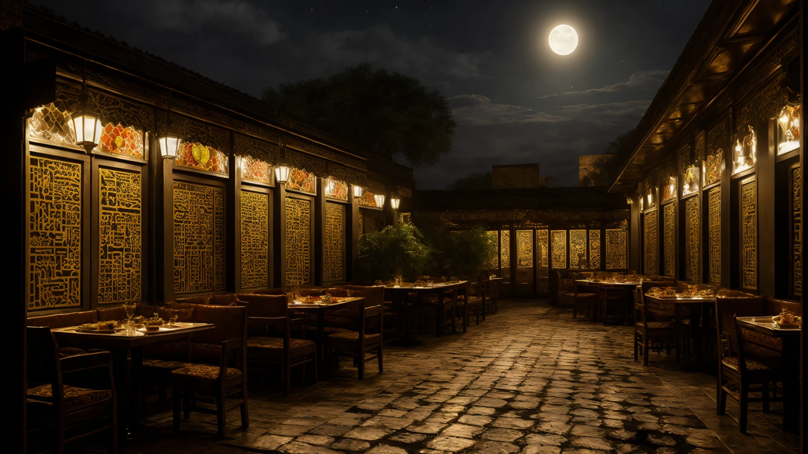Libyan (cuisine:1.1) , detailed with Harlequin details, Sunny, (dark art designed by John Constable:1.1) , Realistic, Proud, Sleepycore, Moonlit, hyperdetailed
