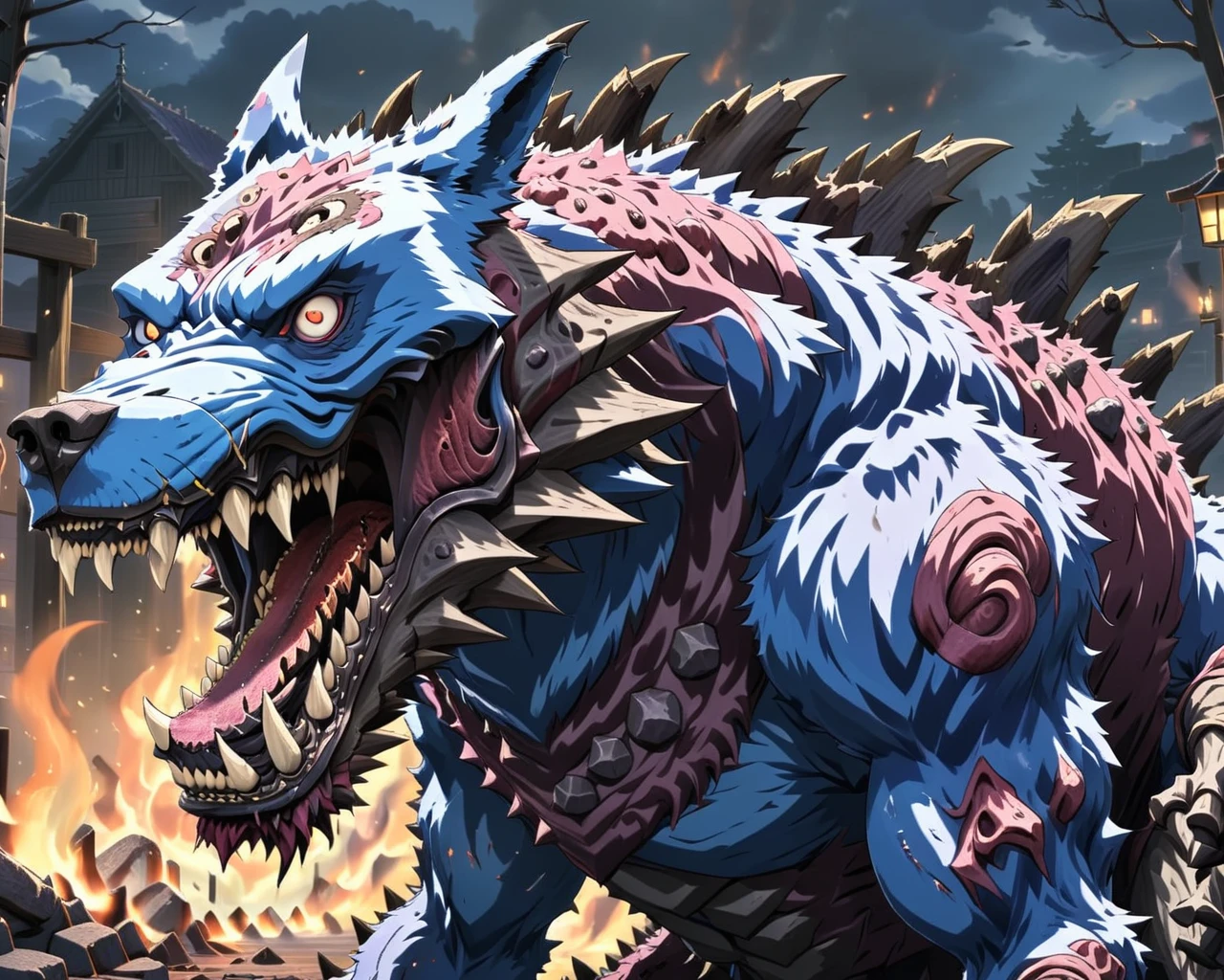 2d,anime,a fleshmutant barghest, <lora:Fleshmutant_R2-000003:1>