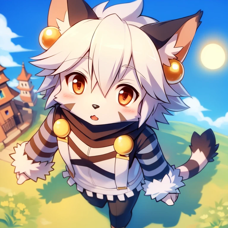 Civet cat, Little Boy, ,cute, (alone), (((Has brown and white fur))), Big purple eyes, Blushing, smile, Open your mouth, walking, night, Ancient Asian cities, bright street lights, Blue and black slate road, Empty Streets, Starry Sky, Shadow, Detailed facial depiction, ((Accurate hand drawing)), レンブラントの光とShadow, Ultra-fine,Completely naked,Naked,Naked,Full nudity,Nude,Spread your legs and point your crotch,Embarrassing,Embarrassing表情,On all fours,Put your hands and feet on the ground,Seated Pose,Four-legged,Accurate hand and foot count,shame,Fantasy,Anime-style depiction,Collar Lead,Animal penises,Small dick,Two boys and a girl,Male and female,