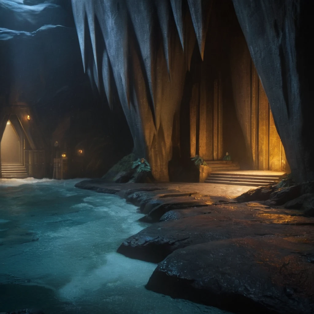cinematic film still of <lora:Batman The Animated Series Style:1.2>
In Gotham City a painting of a big cave in a batcave Batman The Animated Series Style, shallow depth of field, vignette, highly detailed, high budget, bokeh, cinemascope, moody, epic, gorgeous, film grain, grainy