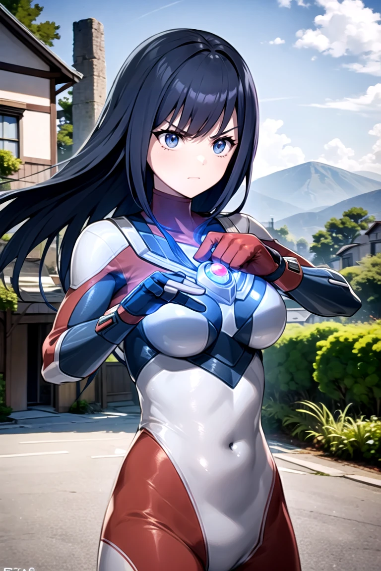 beautiful detailed 1girl, ultragirl, ultraman bodysuit, extremely detailed CG unreal engine 8k, best quality, (dynamic, detailed fingers, detailed hands, detailed face), all intricate, rural village behind, old houses, outside,
upper body, serious, fighting stance, soiled, damaged, standing, (clenched hands), arms reaching,
<lora:Ultragirl-LoRA11:1>