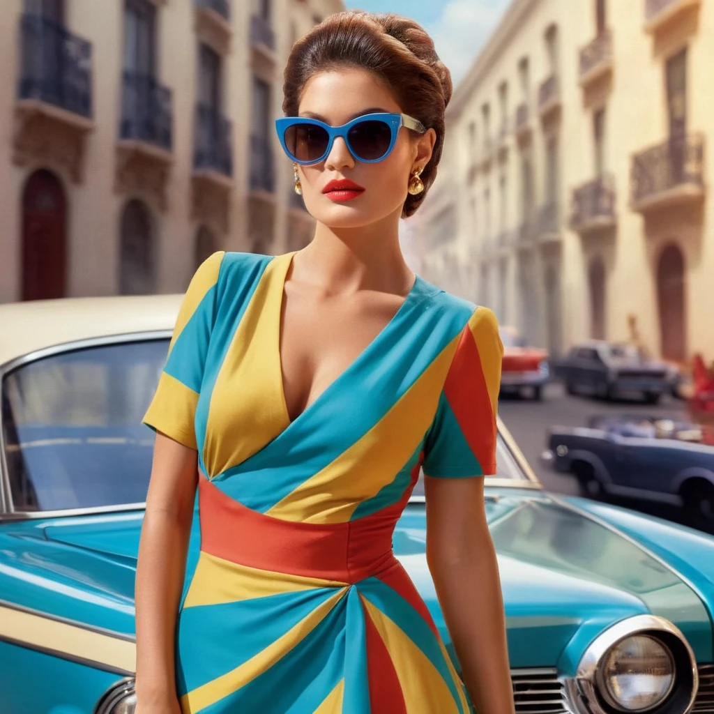 Hyperrealistic art of <lora:Anna Ventura:1.2> Anna Ventura
Perfect Detailed Innocent Looking Epic
a woman in a colorful dress and sunglasses retro style
<lora:Retro:1>, Extremely high-resolution details, photographic, realism pushed to extreme, fine texture, incredibly lifelike