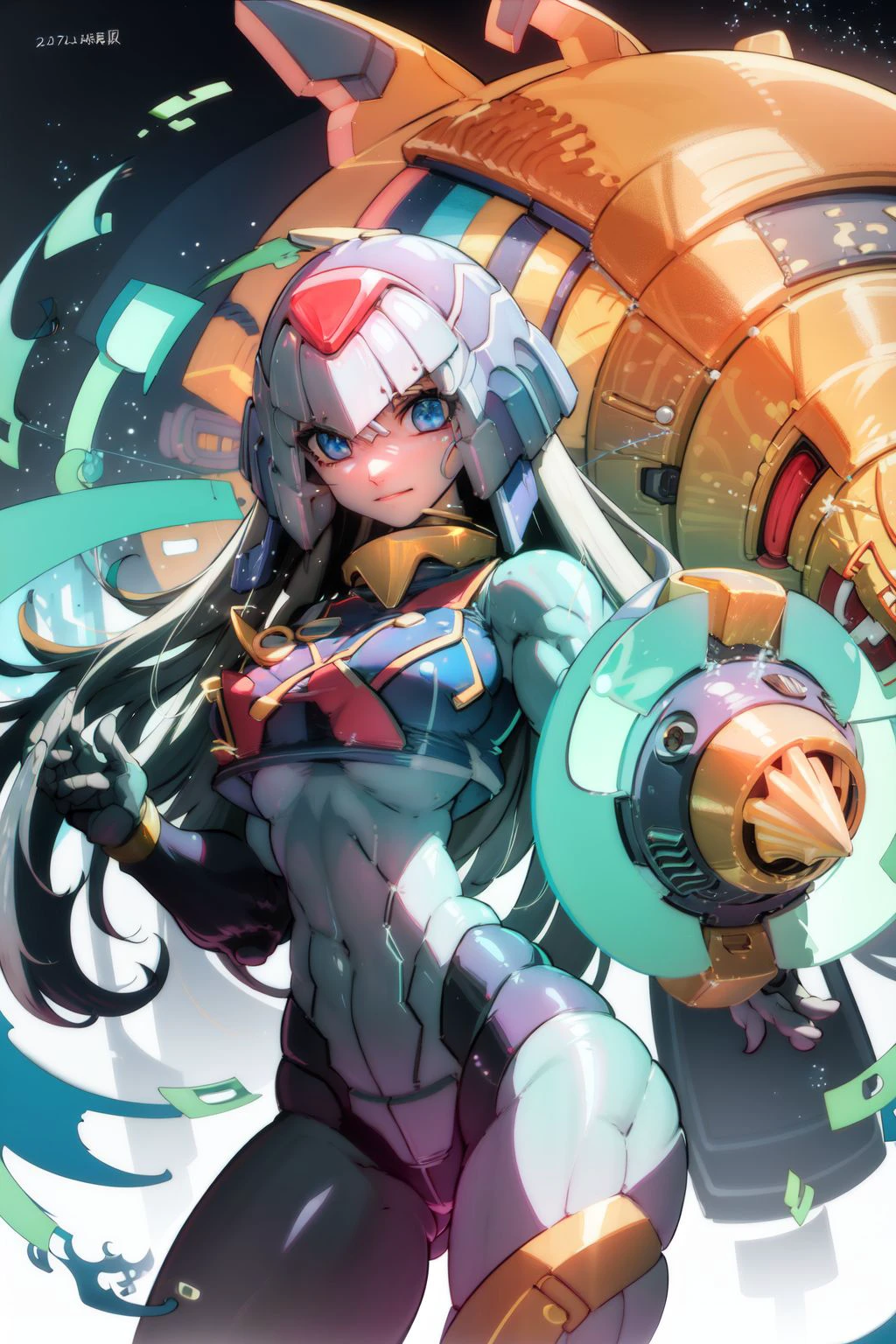 solo, mecha, female, looking at viewer, bronze armor, cowboy shot <lora:tanziya_(codlxcold)_style_v01:1>
