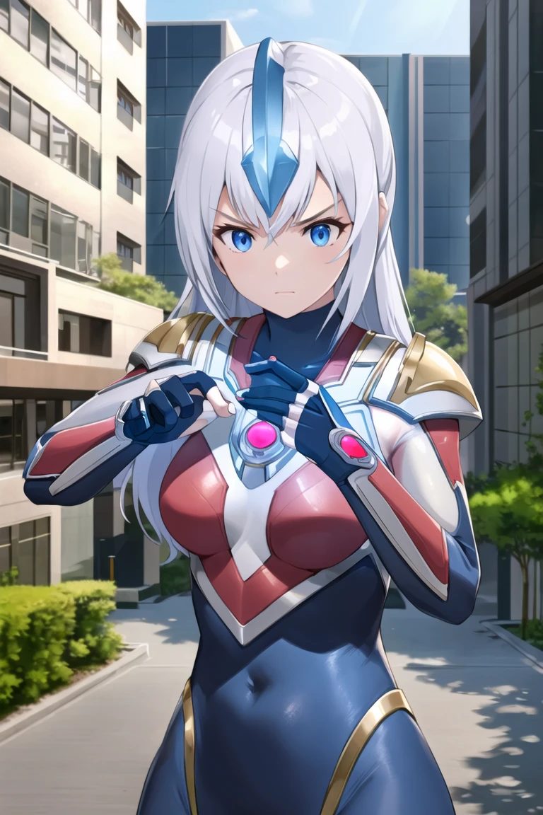 beautiful detailed 1girl, ultragirl, ultraman bodysuit, extremely detailed CG unreal engine 8k, best quality, (detailed fingers, detailed hands, detailed face), all intricate, detailed buildings around, outside,
upper body, serious, fighting pose, soiled, damaged, standing, (clenched hands), arms reaching,
<lora:Ultragirl-LoRA11:1>