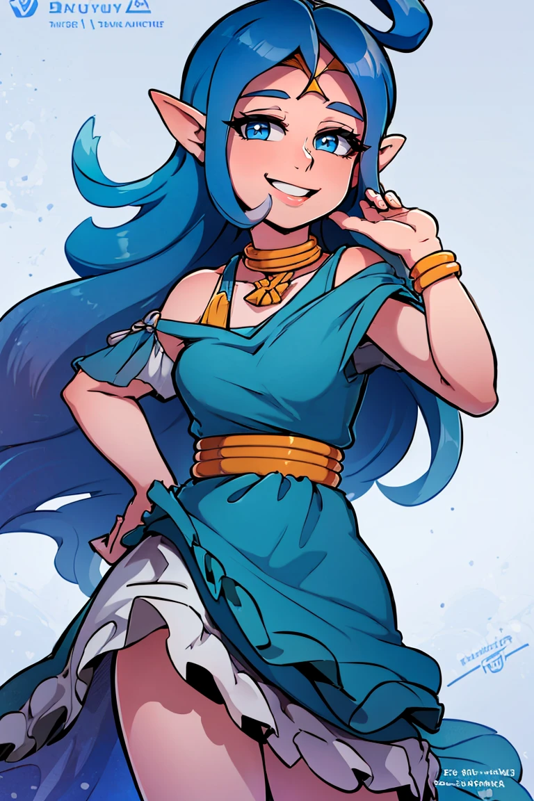 <lora:the_other_half_style:0.8>,((masterpiece,best quality)), absurdres, <lora:Nayru_Zelda_Anime:0.8>, Nayru_Zelda, ahoge, long dress, multi-layered dress, solo, smiling, looking at viewer, cowboy shot,