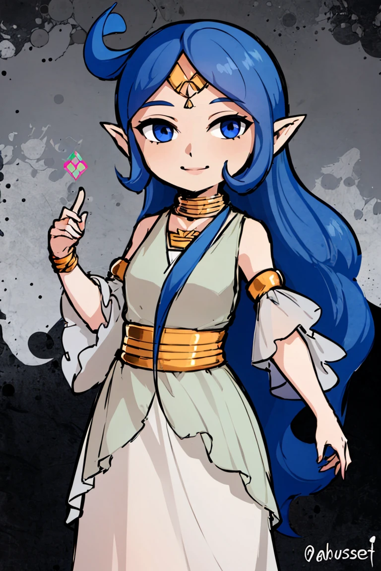 <lora:Style_of_the_Winds:0.8>,((masterpiece,best quality)), absurdres, <lora:Nayru_Zelda_Anime:0.8>, Nayru_Zelda, ahoge, long dress, multi-layered dress, solo, smiling, looking at viewer, cowboy shot,