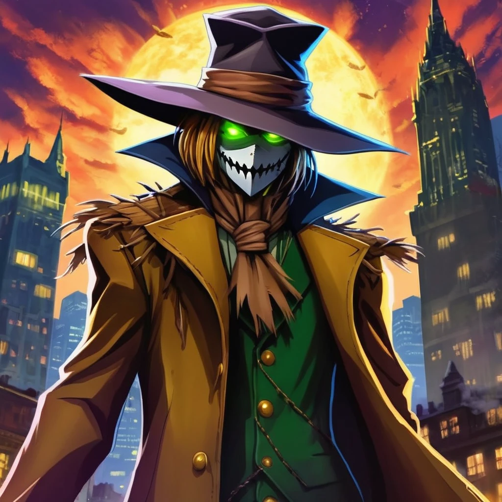 anime artwork of <lora:Scarecrow:1.2>
Scarecrow a painting of a man with a hat and a long coat in Gotham city universe with perfect hands, anime style, key visual, vibrant, studio anime, highly detailed