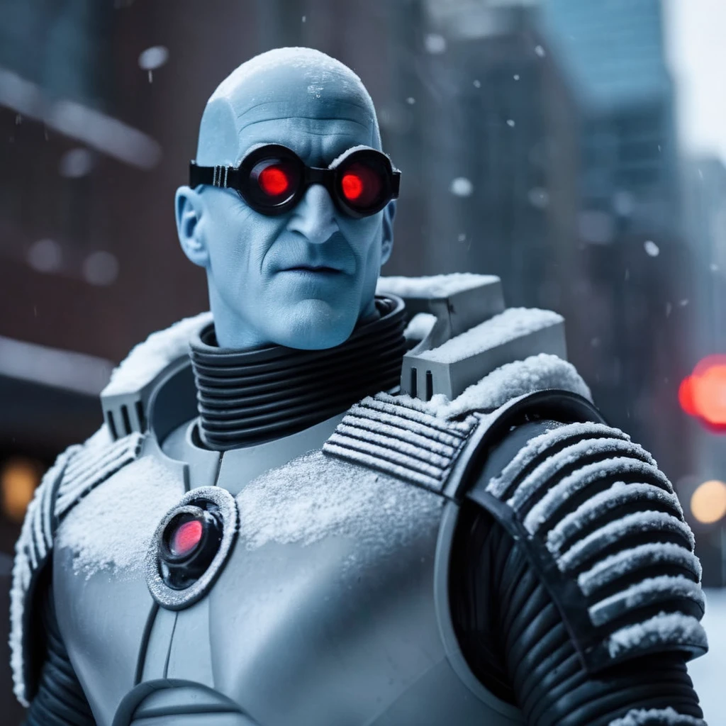 cinematic film still of <lora:Mr. Freeze:1.2>
Mr. Freeze a man in snow In Gotham City, shallow depth of field, vignette, highly detailed, high budget, bokeh, cinemascope, moody, epic, gorgeous, film grain, grainy