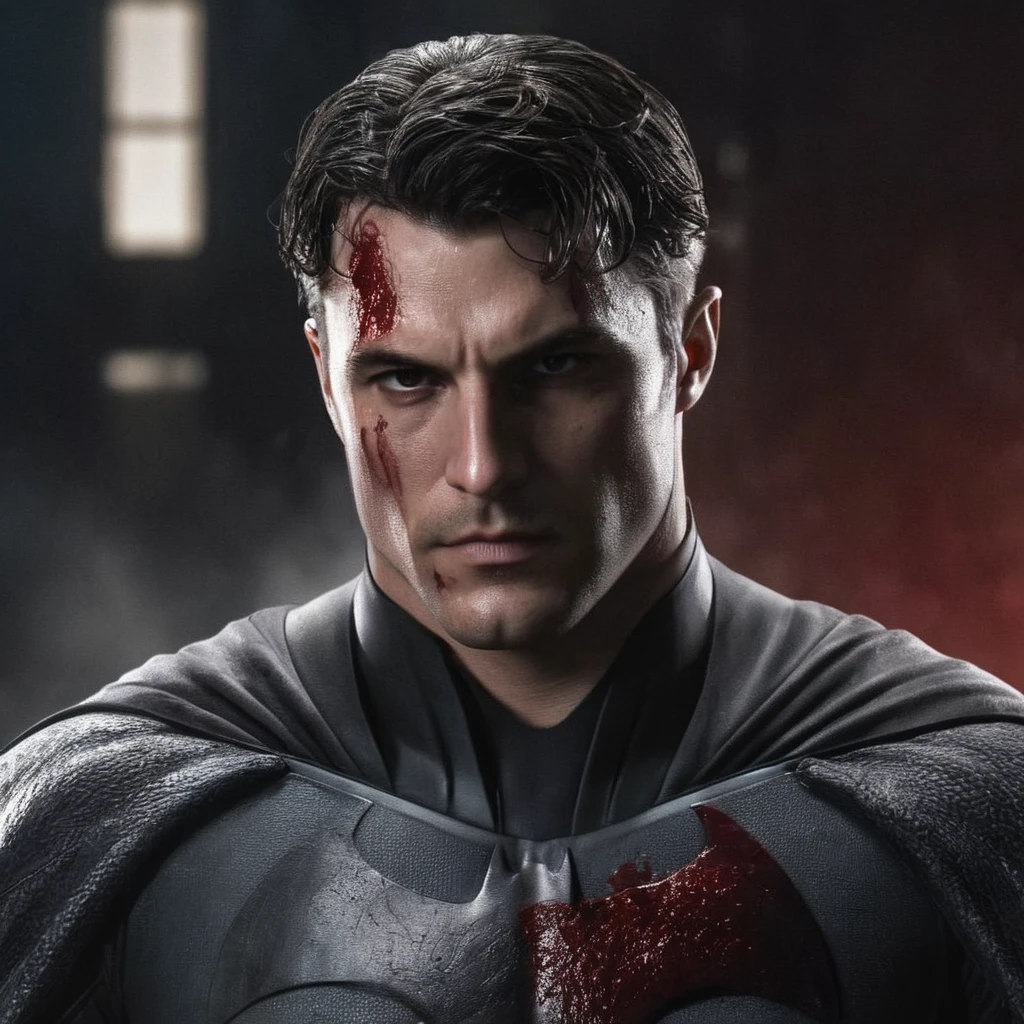 Hyperrealistic art of  <lora:Bruce Wayne:1.2>
Bruce Wayne a man in a batman costume with blood on his face In Gotham City Universe, Extremely high-resolution details, photographic, realism pushed to extreme, fine texture, incredibly lifelike