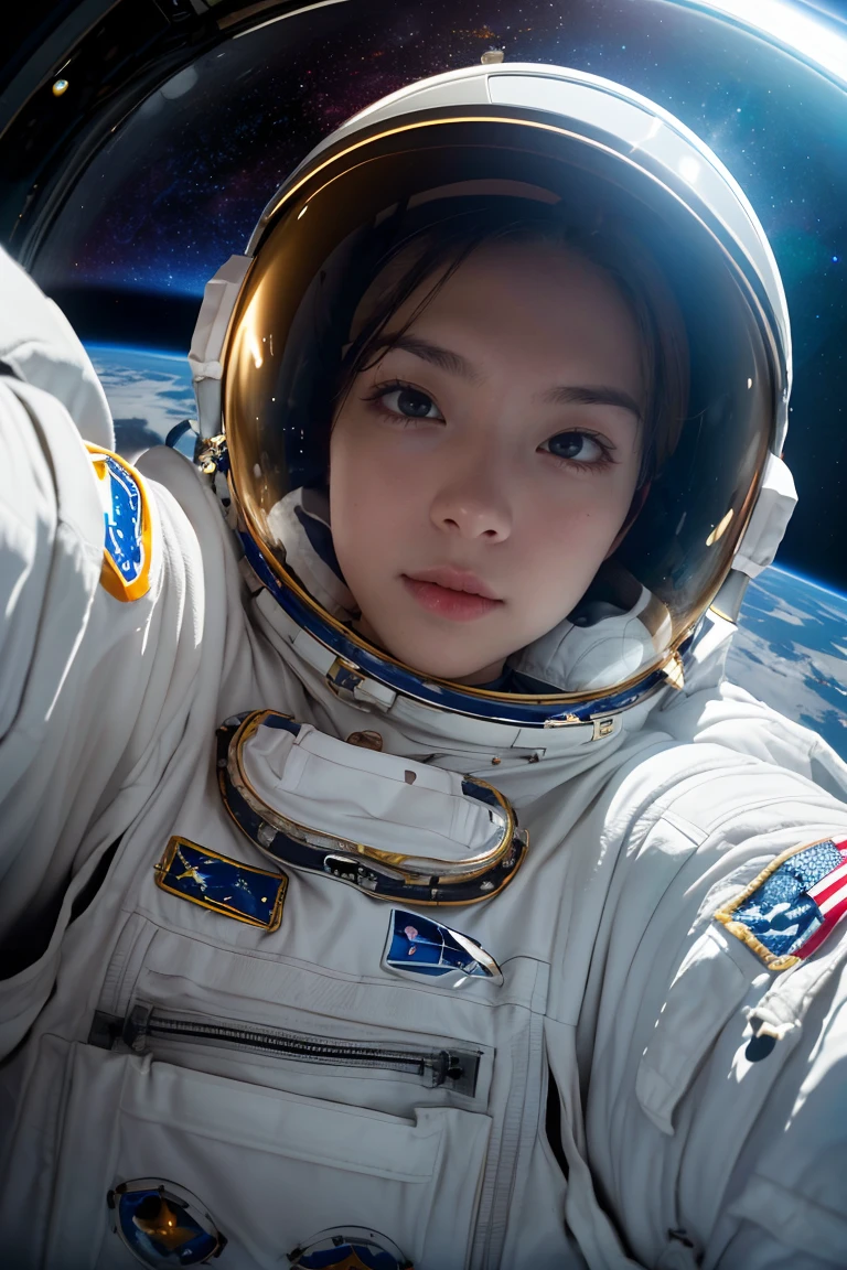 real human skin,(photographic:1.3), (RAW photo:1.3), (ultra wide lens:1.3), (close-up:1.3), (selfie shot:1.3), (an astronaut floating on space:1.3), (helmet on:1.3), (infinite space behind him:1.3), (no gravity:1.1), <lora:LowRA:0.2>,<lora:GoodHands-beta2:1>
