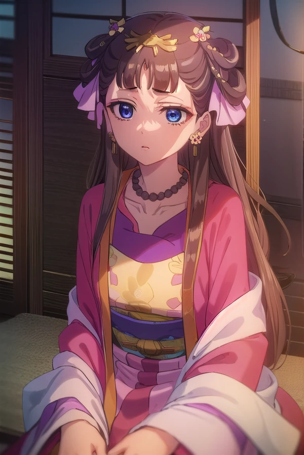 lishu, <lora:lishu s1-lora-nochekaiser:1>,
lishu, long hair, brown hair, hair ornament, (purple eyes:1.1), tiara,
BREAK jewelry, earrings, necklace, chinese clothes, hanfu,
BREAK indoors,
BREAK looking at viewer, (cowboy shot:1.5),
BREAK <lyco:GoodHands-beta2:1>, (masterpiece:1.2), best quality, high resolution, unity 8k wallpaper, (illustration:0.8), (beautiful detailed eyes:1.6), extremely detailed face, perfect lighting, extremely detailed CG, (perfect hands, perfect anatomy),