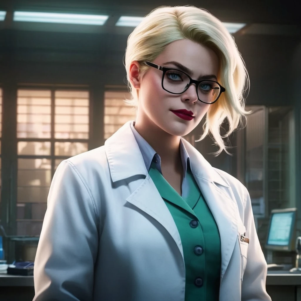 anime artwork of <lora:Harleen Quinzel:1>
Harleen Quinzel a blonde psychiatrist woman with glasses and a white laboratory coat inside Arkham asylum In Gotham City Universe, anime style, key visual, vibrant, studio anime, highly detailed