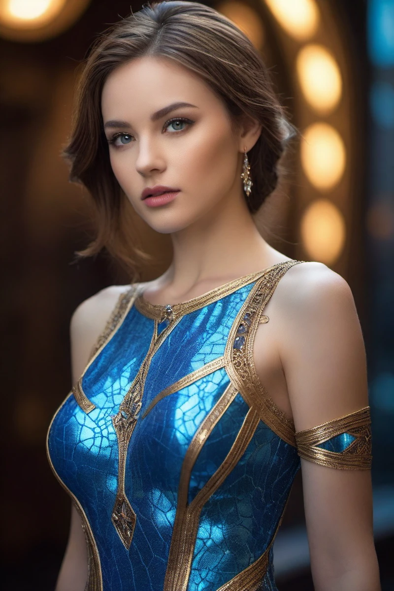 inematic film still (Cinematic Photo:1.3) of,(Proud:1.3) ethereal fantasy dress blue,concept art of photo,8k portrait of beautiful cyborg with brown hair,intricate,elegant,highly detailed,majestic,digital photography,art by artgerm and ruan jia and greg rutkowski surreal painting gold filigree,broken glass,(masterpiece, side lighting, finely detailed beautiful eyes:1.2),hdr,realistic,high definition, . magnificent,celestial,ethereal,painterly,epic,majestic,magical,fantasy art,cover art,dreamy,Highly Detailed,(80s Art:1.3),(80s Art:1.3),(80s Art:1.3),naturalism,land Art,regionalism,shutterstock contest winner,trending on unsplash,featured on Flickr . shallow depth of field,vignette,highly detailed,high budget,bokeh,cinemascope,moody,epic,gorgeous,film grain,grainy,