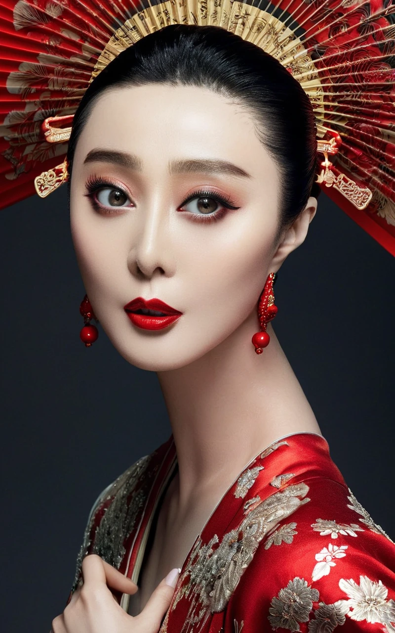High Fashion, red lips,side_light,sweet,full body,
<lora:fbb_XL_3_-000005:1>,fbb,(portrait:1.2),chinese actress fan bingbing,face,, (masterpiece,best quality,ultra high res:1.2),(photo-realistic:1.3),(beautiful face,exquisite face,skin texture:1.2),, dynamic, dramatic, haute couture, elegant, ornate clothing, High Fashion