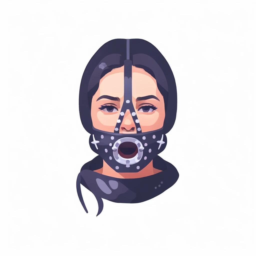 woman,pluggag,colored redicon, icon, logo, (((white background))), gagged, open mouth