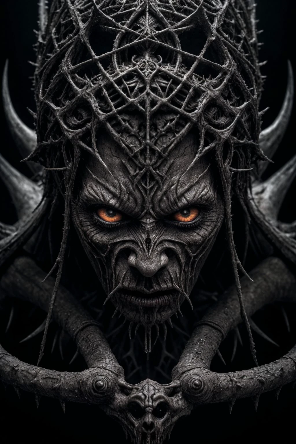 Prince of Hell, Azazel, horror art, dread, 8k unit wallpaper, (((3D))), real engine, ultra detailed, beautiful and aesthetic, masterpiece, best quality (zentangle, tangled, tangled: 0.5)