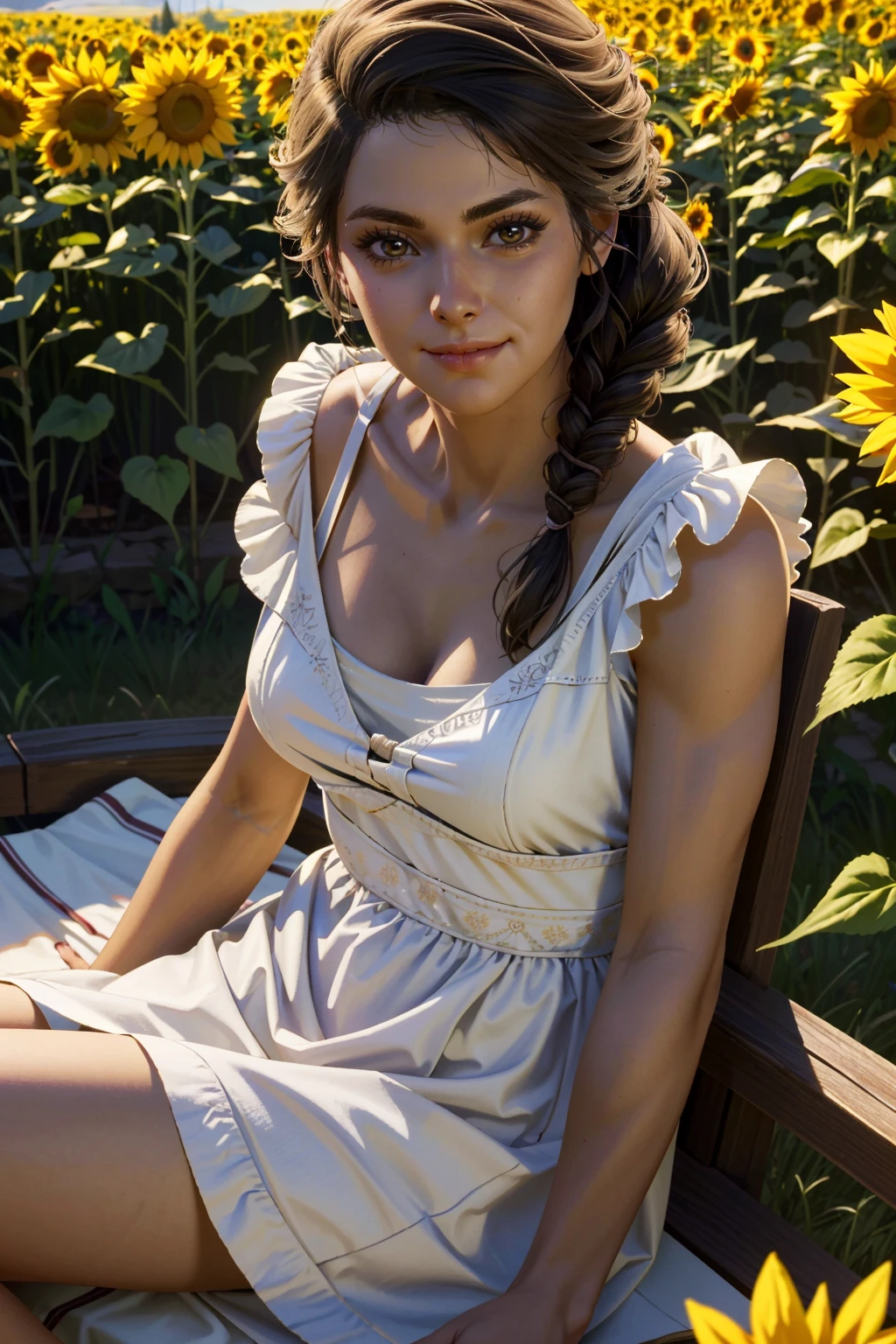 ((ultra detailed, masterpiece, best quality))
<lora:AssaKassandra:0.8>
AssaKassandra, 1girl, solo, surrounded by sunflowers in a bright field, smiling, happy