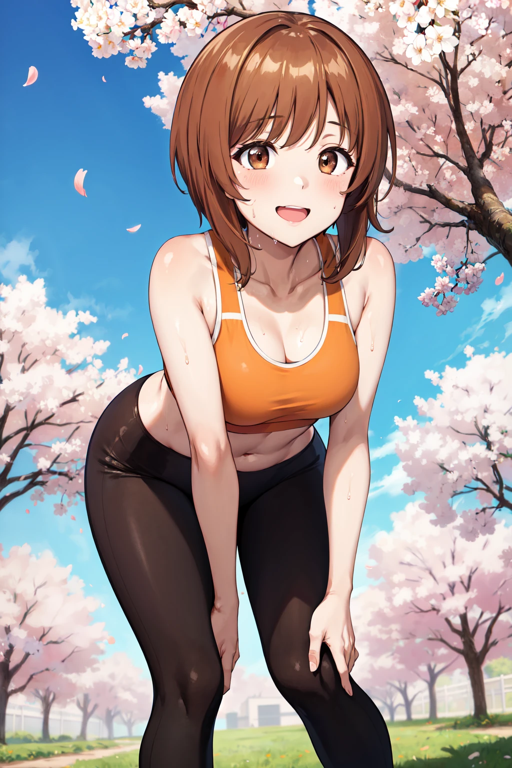 horikoshi kouhei, 1girl, :d, nonsense, arms behind back, bangs, blush, boku no hero academia, breasts, brown eyes, brown hair, fengling (furin-jp), highres, looking at the viewer, medium breasts, open mouth, pantyhose, short hair, sidelocks, smile, solo, standing, Uraraka ochako, red of shame, in public, (((big naked breasts with nipples))), ((beautiful breasts and vagina)), ((perfect vagina and breasts)), walking in public, surrounded by people, (grabbing breasts:1.5), paying tits, wardrobe malfunction,