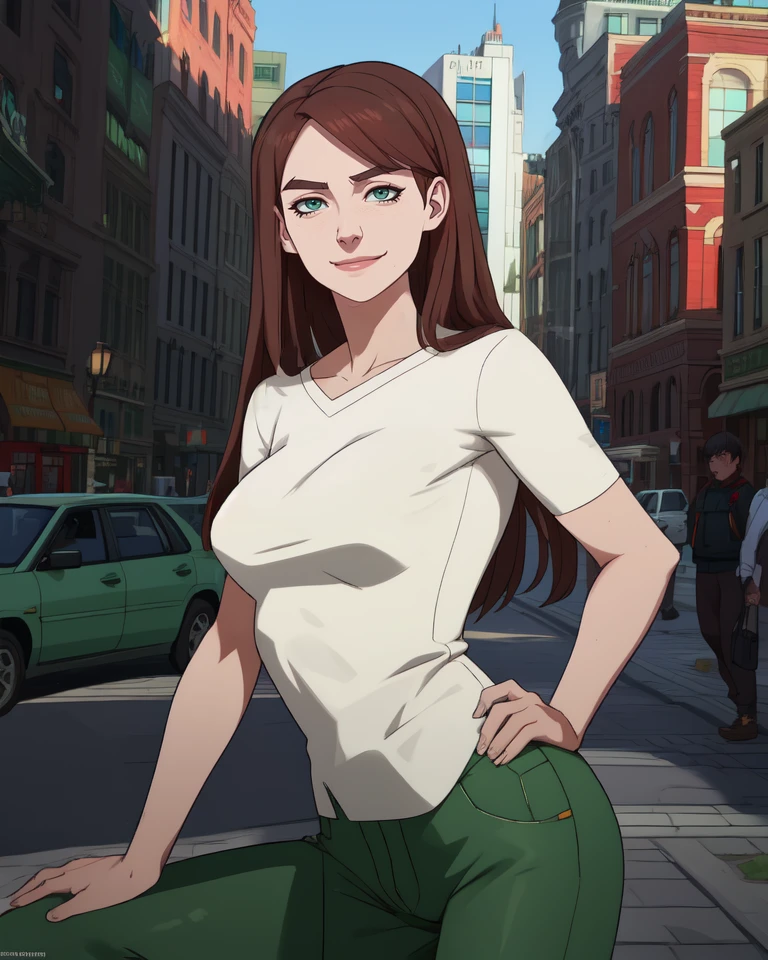 monsg,green eyes,long hair,brown hair,
white shirt,green pants,
smirk,standing,
city,morning,
(insanely detailed, beautiful detailed face,beautiful detailed eyes, masterpiece, best quality),solo,<lora:MonsterGirl-10IV2:0.7>,