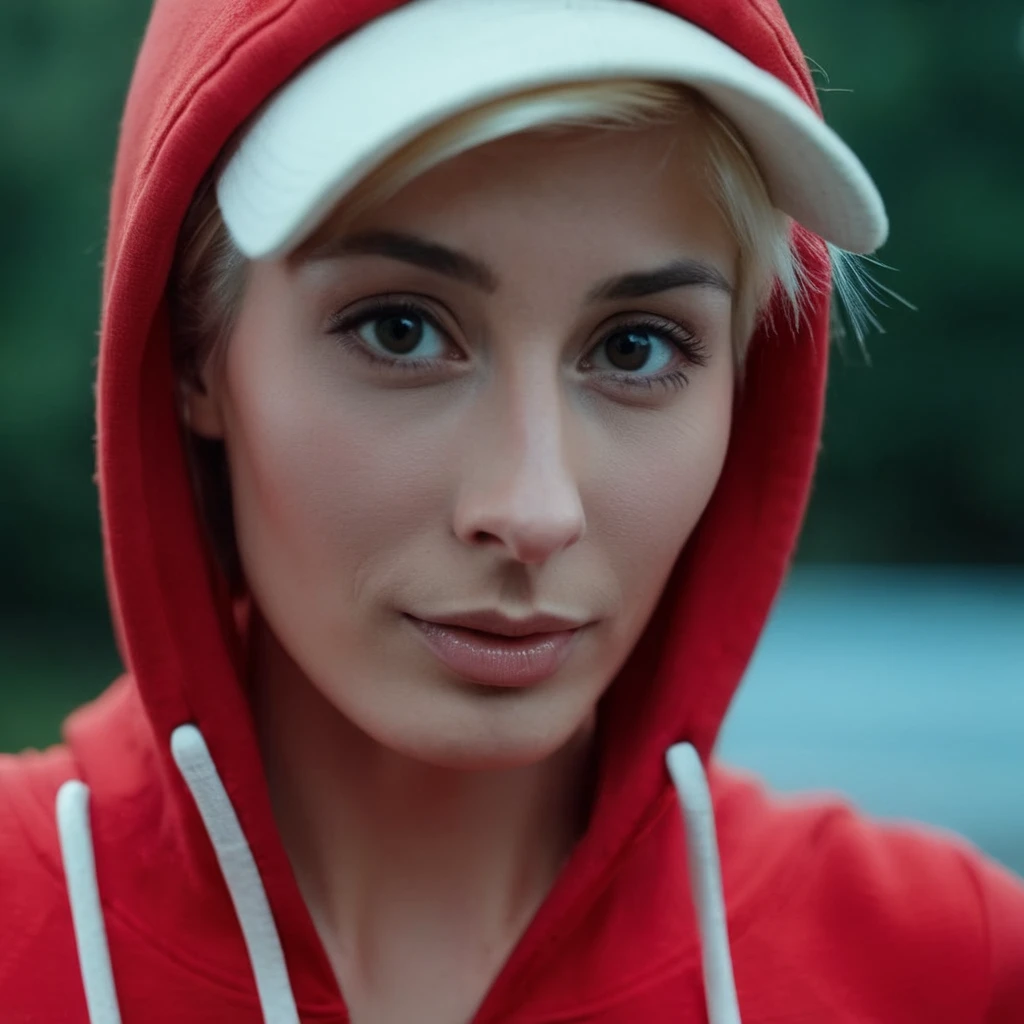cinematic film still of <lora:Marie Claude Bourbonnais:1.2> Marie Claude Bourbonnais
a woman in a red hoodie looks at the camera Cinematic Film Style, shallow depth of field, vignette, highly detailed, high budget, bokeh, cinemascope, moody, epic, gorgeous, film grain, grainy