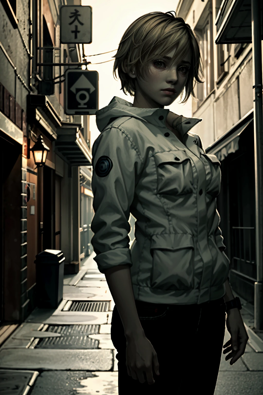 ((ultra detailed, masterpiece, best quality))
<lora:SH3Heather:0.8>
SH3Heather, 1girl, solo, In a dimly lit alleyway, dramatic film noir lighting, donning a tailored suit, a mysterious glance over the shoulder with a faint half-smile