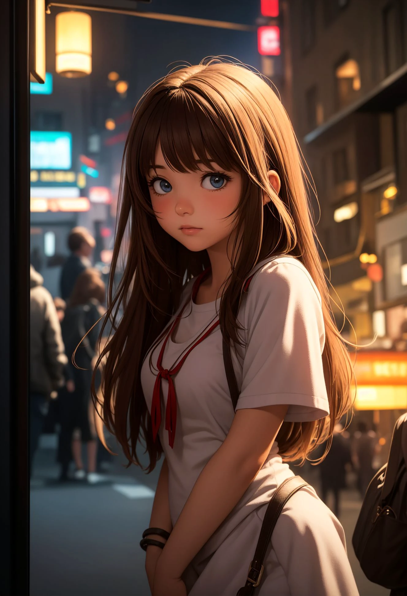 1girl, beautiful, cute, dark, volumetric lighting, street photography, portrait