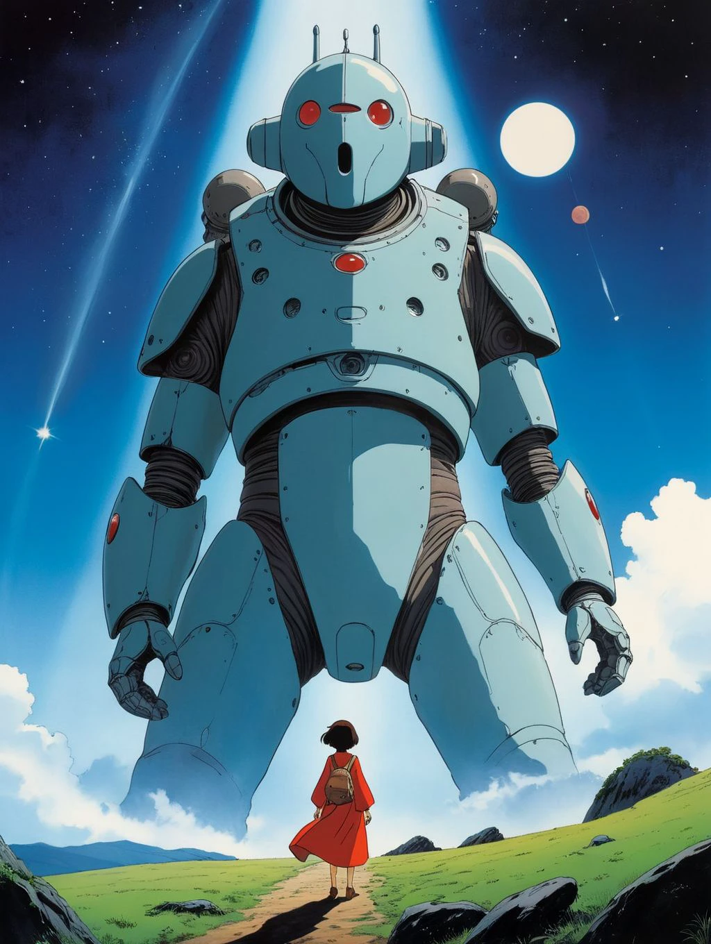 epic scifi movie poster, ghibli, giraud