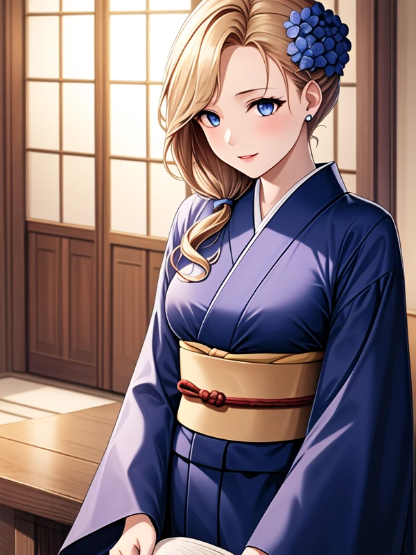 <lora:Hood_v3:1>1girl, blue eyes, blonde hair, japanese clothes, hair flower, lantern, print kimono, floral print, hair over shoulder, blue flower, obi, blue kimono, wide sleeves, hood_(azur_lane), hood_(porcelain_grace)_(azur_lane), <lora:flatBG:-0.5> ,<lora:flat2:-0.5> ,<lora:hyperrefiner_v090:0.5> ,(dark light:1.2),(hyper extreme detailed),(masterpeace:0.5),(hyper extreme),(photorealistic),game cg,llustration,novel illustration,beautiful lighting,light from the front,good_hands,beautiful art ,BREAK