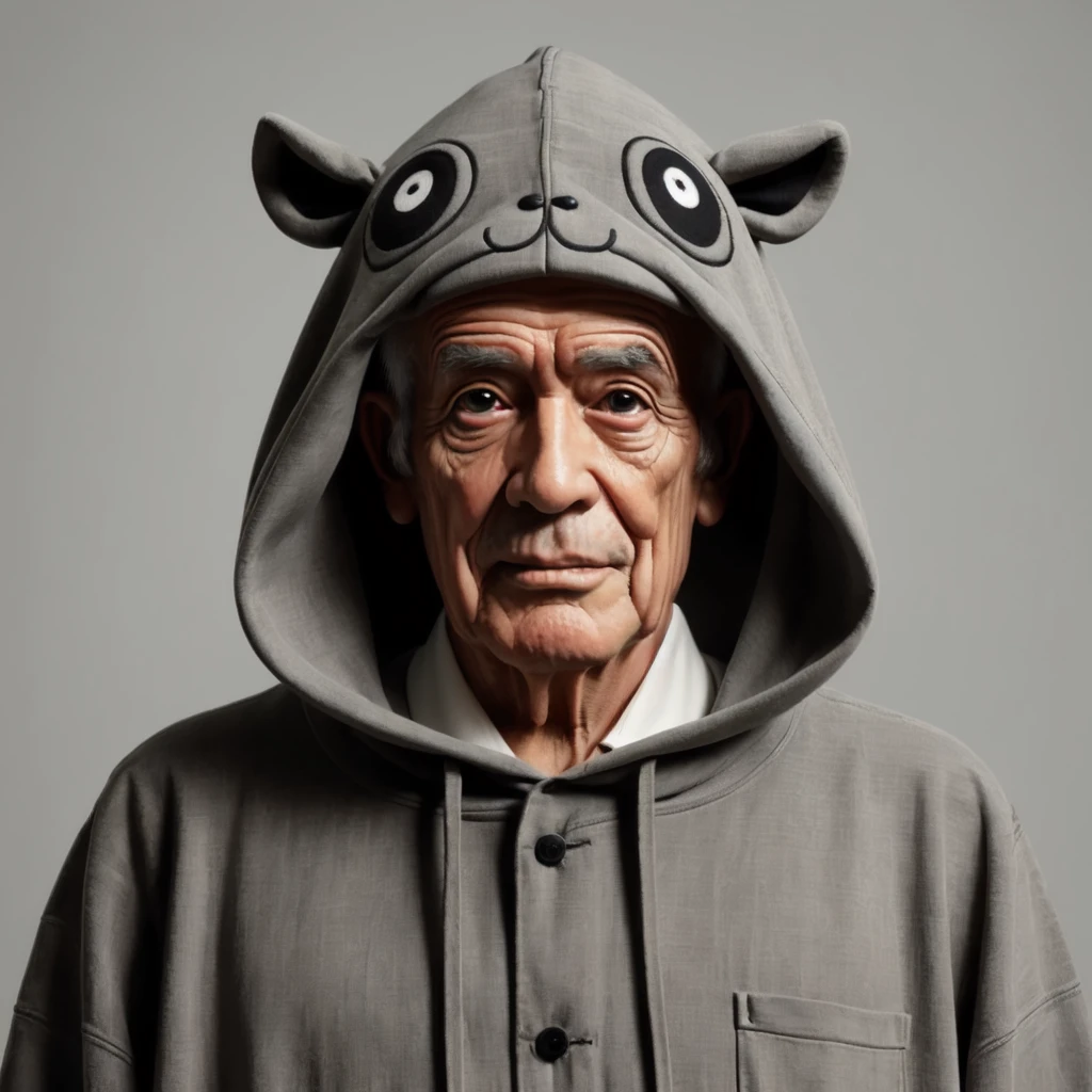 <lora:animal_hood_v1:0.5>, hood, old man, ANHD, cthuluhu costume, realistic