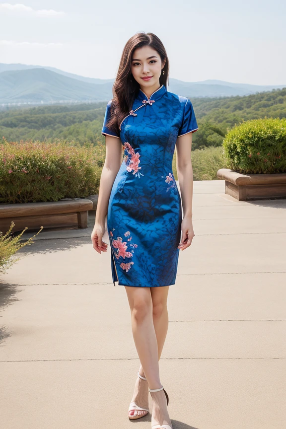 detailed, beautiful, cute, full body shot, scenic view, professional photo, <lora:Detail Slider V2 By Stable :0.4>
<lora:China Dress By Stable Yogi:1> indigo, short china dress, floral print