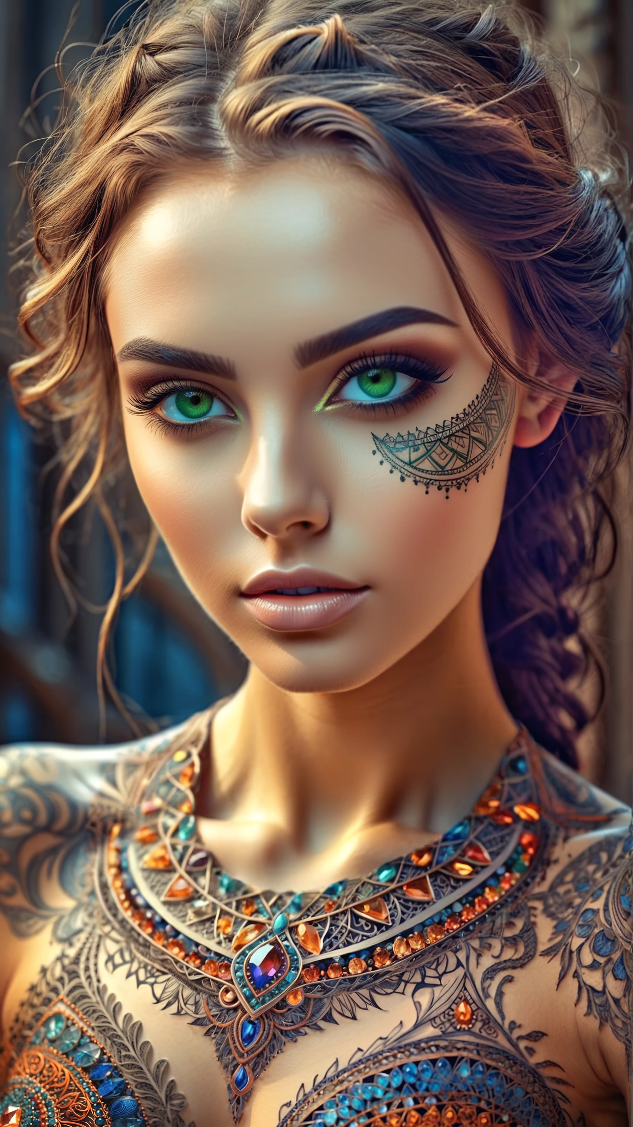 concept art breathtaking HDR photo of beautiful young woman,skindentation,skin texture,(zentangle:mandala:tangle:entangle:0.6), . High dynamic range . award-winning . digital artwork