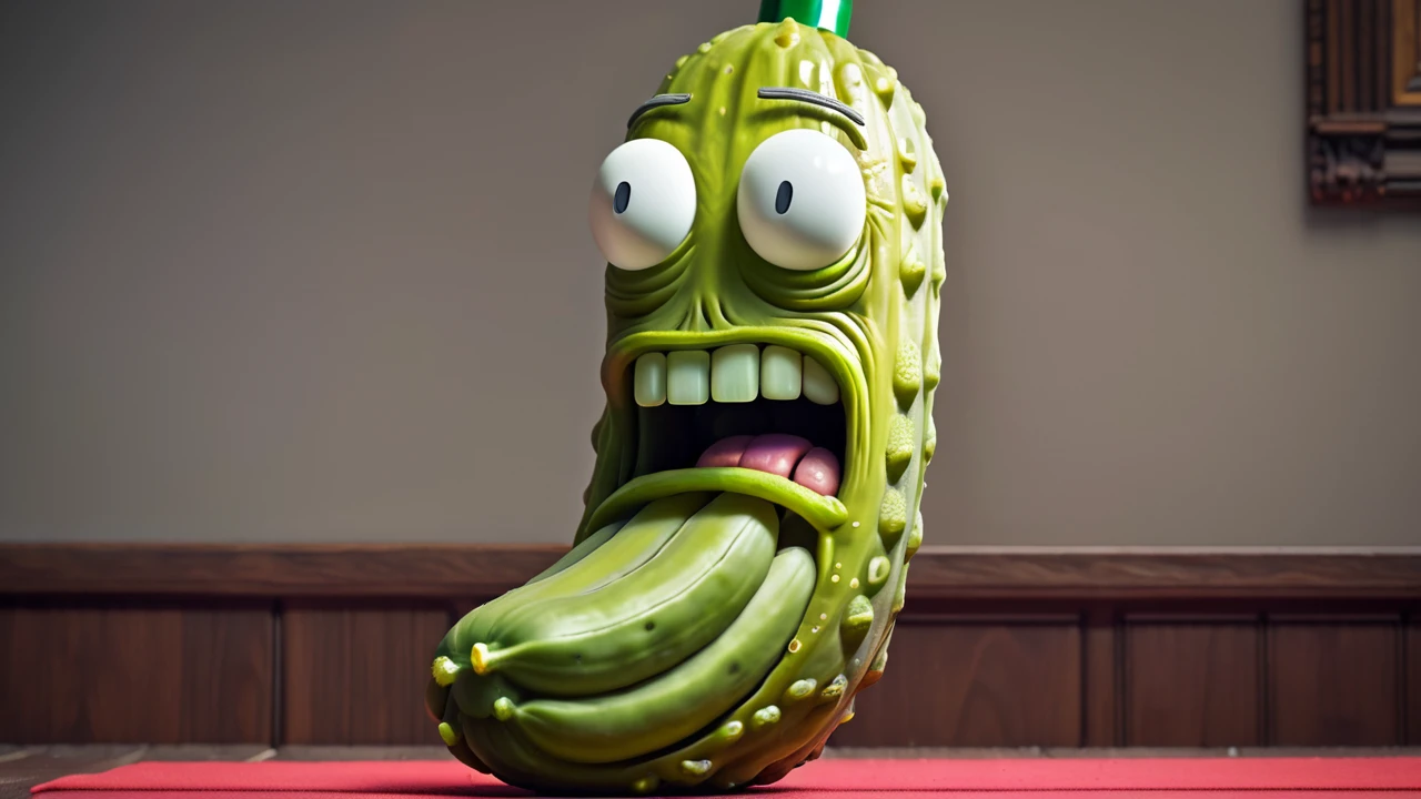 a big fat juicy pickle rick