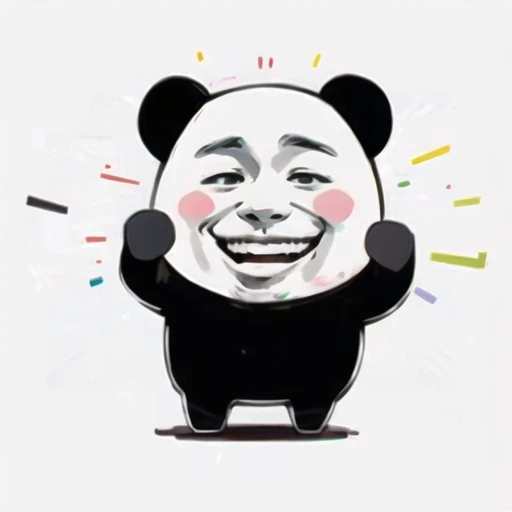 panda, white backgroundï¼(Laugh:1.5)ï¼<lora:panda_emoji1.5v1:1>
