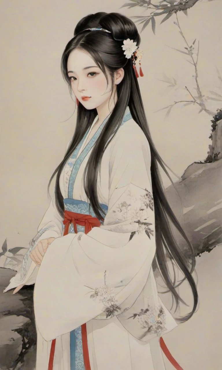 8k, masterpiece, best quality, 2D, traditional chinese ink painting,
ink, <lora:watercolor-ink-sketch-v1:0.4>,
1girl, long hair, chinese ornamentation are attached to the clothes,