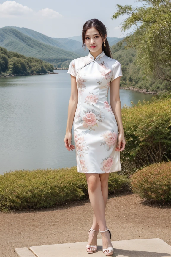 detailed, beautiful, cute, full body shot, scenic view, professional photo, <lora:Detail Slider V2 By Stable :0.4>
<lora:China Dress By Stable Yogi:1> ivory, short china dress, floral print